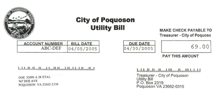 Utility bill example screen