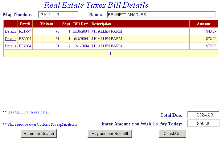 Total bill example screen