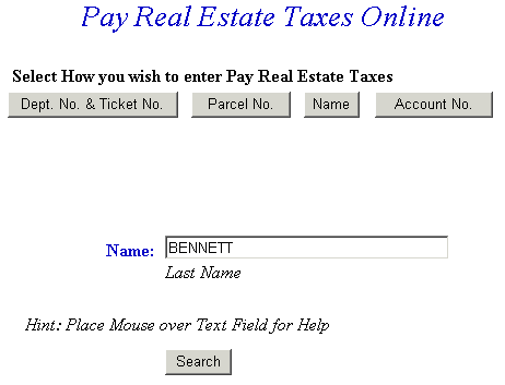Search using name example screen
