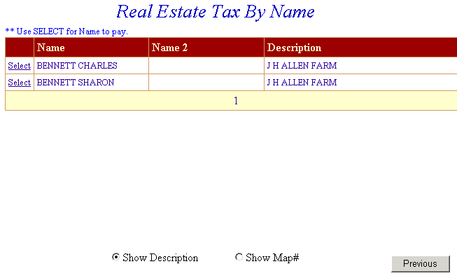 Select name example screen