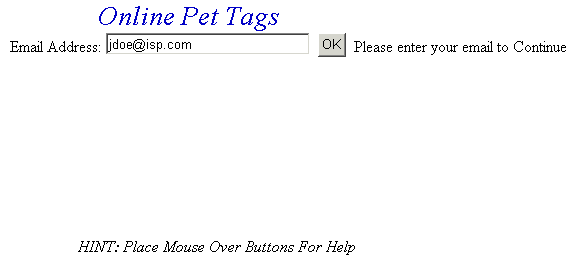 Enter email address example screen
